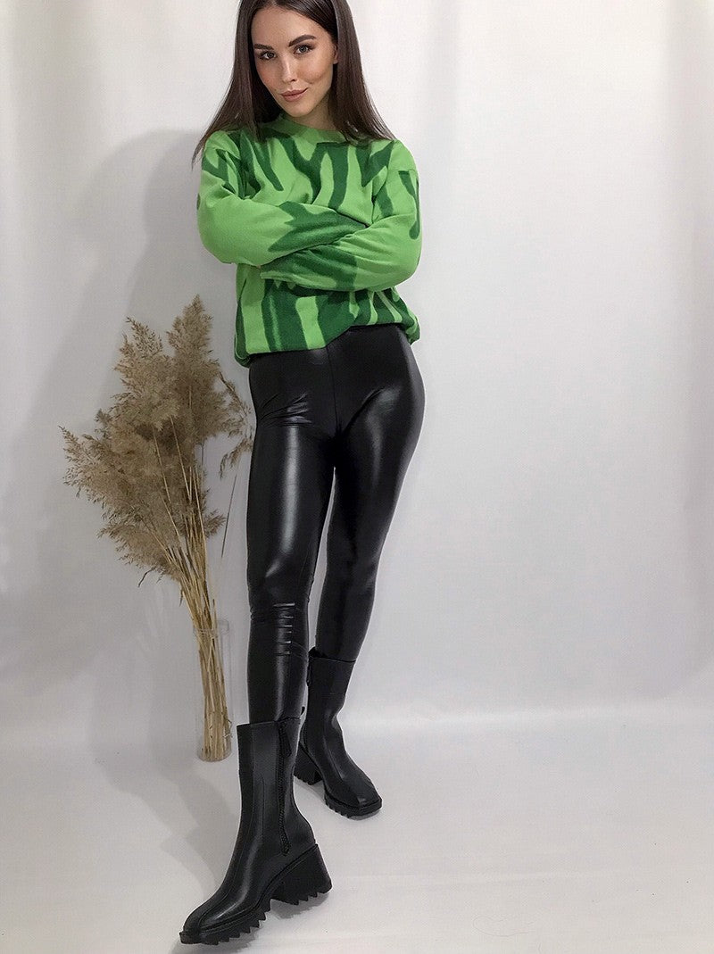 BIVIGAOS Fashion Women PU Leather Pants Elastic High Waist Winter Leggings Slim Velvet Leather Leggings Skinny Fleece Trousers