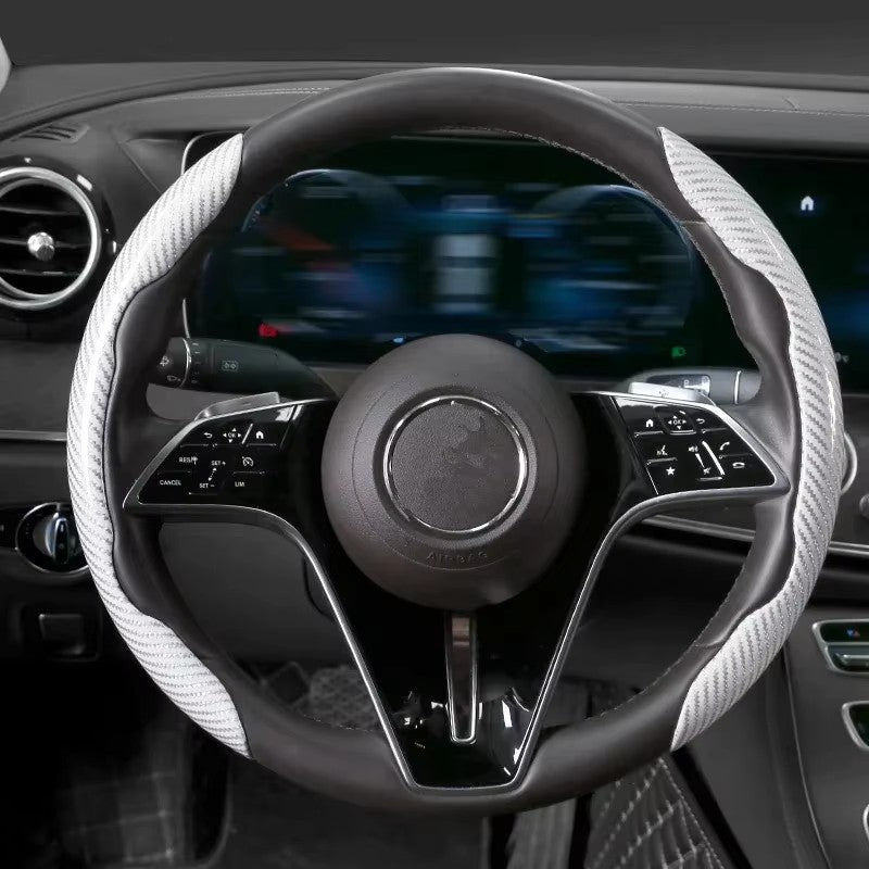 2/3 PEÇAS Capa de Volante de Carro de Silicone Fibra de Carbono a Laser 1K Micro Fibra de Couro PVC Capa Impulsionadora de Volante Antiderrapante Universal