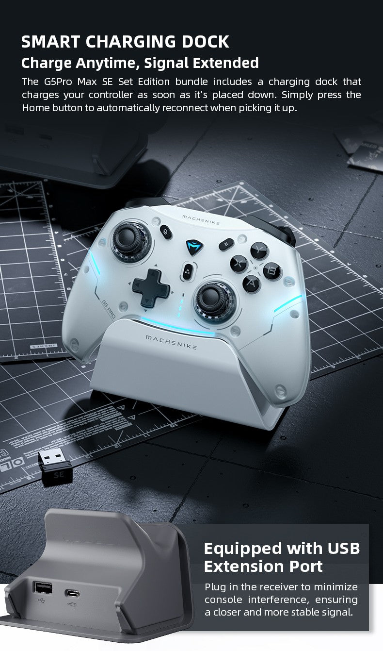 MACHENIKE G5Pro Max SE Gaming Controller With Charging Dock Optional Hall Effect Joysticks Triggers RGB Light Wireless Gamepad