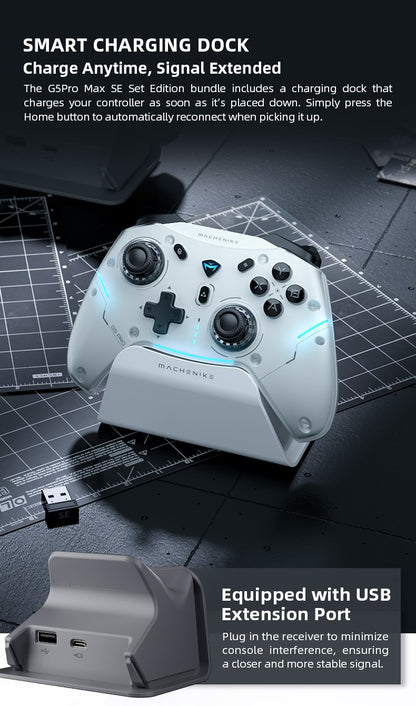 MACHENIKE G5Pro Max SE Gaming Controller With Charging Dock Optional Hall Effect Joysticks Triggers RGB Light Wireless Gamepad