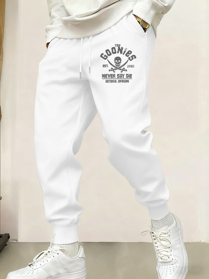 Calça Esportiva Masculina Estampada Caveira Pirata Goonies Básica Calças Cintura Elástica Macia Calças Outono com Cordão Unissex