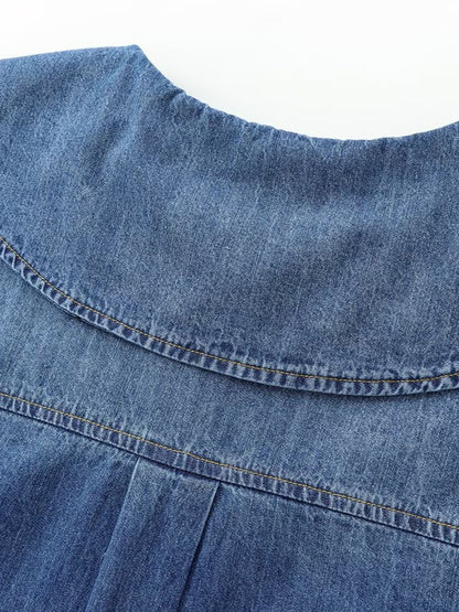 DiYiG  WOMAN 2024 Autumn and Winter New Fashion Lazy Style Denim Shirt Chic Doll Collar Button Versatile Top Blouses Mujer