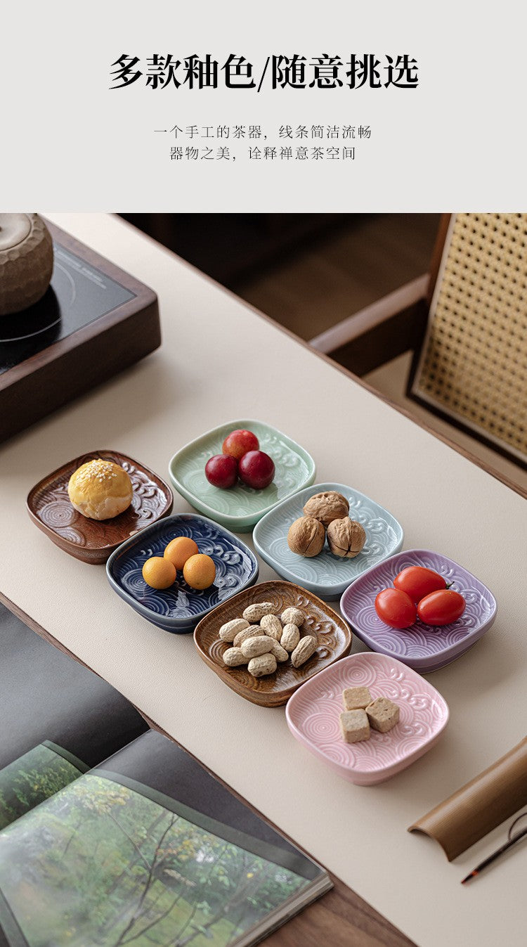 Sea Wave Little High Foot Fruit Dishes Handmade Pastry Plate Candy Bar Food Storage Tray Hospitality Dishes Cafes Ornaments Gift