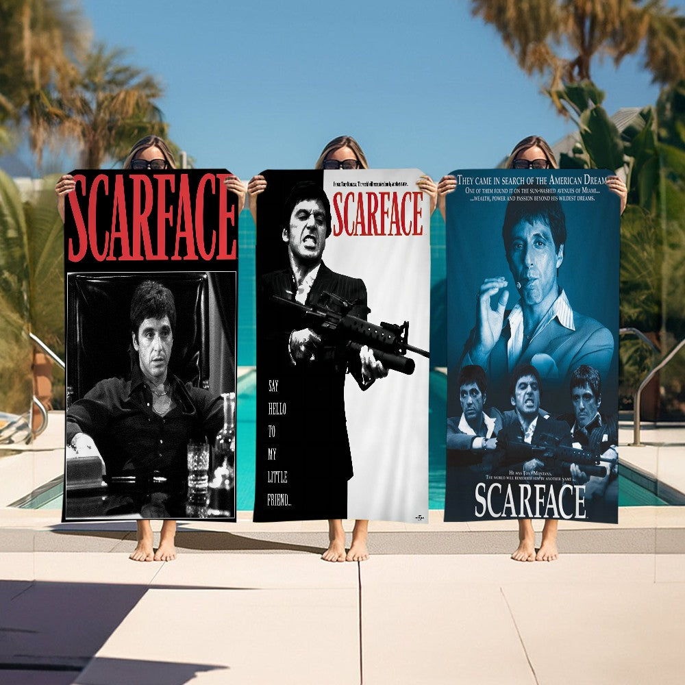Classic Movie Scarface Bath Towel Microfiber Soft Water Absorbing Breathable For Girl Kids Decorative Cartoon Beach Towel