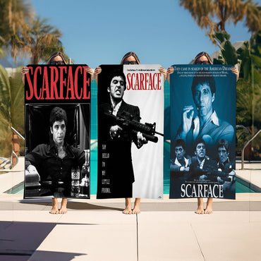 Classic Movie Scarface Bath Towel Microfiber Soft Water Absorbing Breathable For Girl Kids Decorative Cartoon Beach Towel
