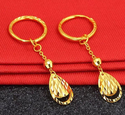 Tassel Fortune Bead Earrings Women's 24K Gold AU999 - Exquisite gold fortune beads, swaying tassels, ideal for charming dates
