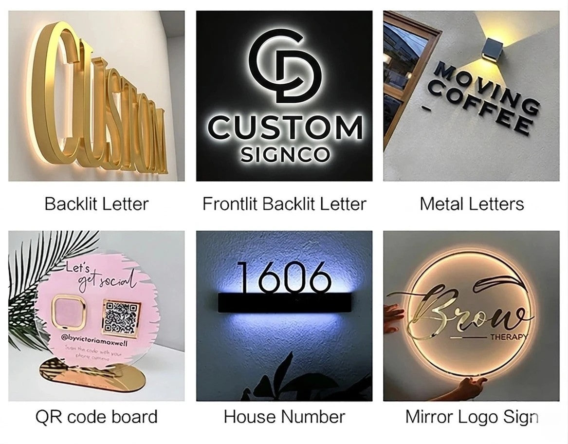Custom Business Sign 3d Logo Led Light Business Label Advertising Shop  Signs Luminous Acrylic Signboard
