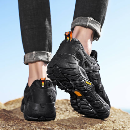 HIKEUP Tênis Masculino de Caminhada em Couro Camurça, Calçados Outdoor Resistentes ao Desgaste Masculinos para Trekking, Caminhada, Caça e Tênis Táticos