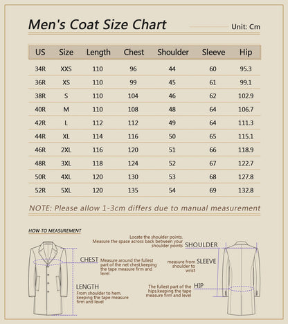 Woolen Blend Coat Men Over Jacket Overcoat Fashion Double Breasted Long Plus Size Warm Formal Business Tailored Costume Wear