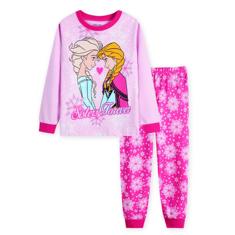 New Spring Autumn Children's Clothing Sets girl Sleepwear Clothes Kids Pajamas Set Baby Girls Cotton Anna Elsa Cartoon Pyjamas
