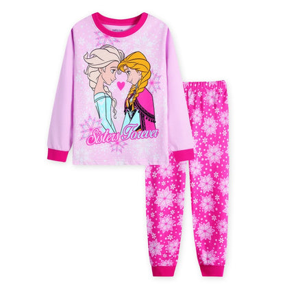 New Spring Autumn Children's Clothing Sets girl Sleepwear Clothes Kids Pajamas Set Baby Girls Cotton Anna Elsa Cartoon Pyjamas