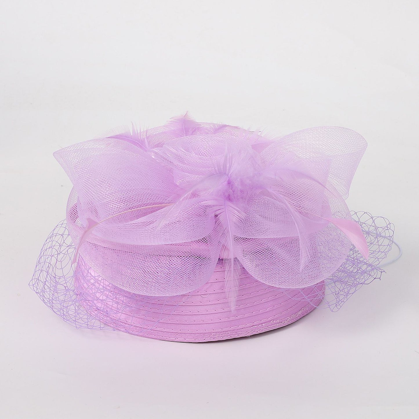 FS Casamento Igreja Chapéus Vermelhos Fascinadores Para Mulheres Com Véu de Pena Festa Coquetel Adorno de Cabeça 2025 Senhora Elegante Chapéu Kentucky Derby