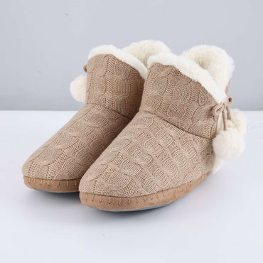 Litfun Winter Warm Plush Boots For Women Outdoor Soft Sole Non-slip Knit Furry Snow Boots Indoor Cozy Fur House Cotton Slippers
