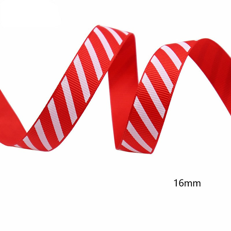 Diagonal Striped Thread Ribbon, 10 Yards Carnival Gift Box Packaging Ribbon for Holiday Scene Christmas Decoration