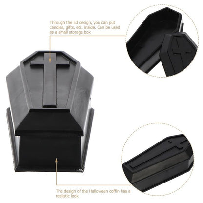Coffin Halloween Box Prank Ornament Haunted House Mini Treat Favor Plastic Candy Jewelry Wooden Gifts Props Adornment
