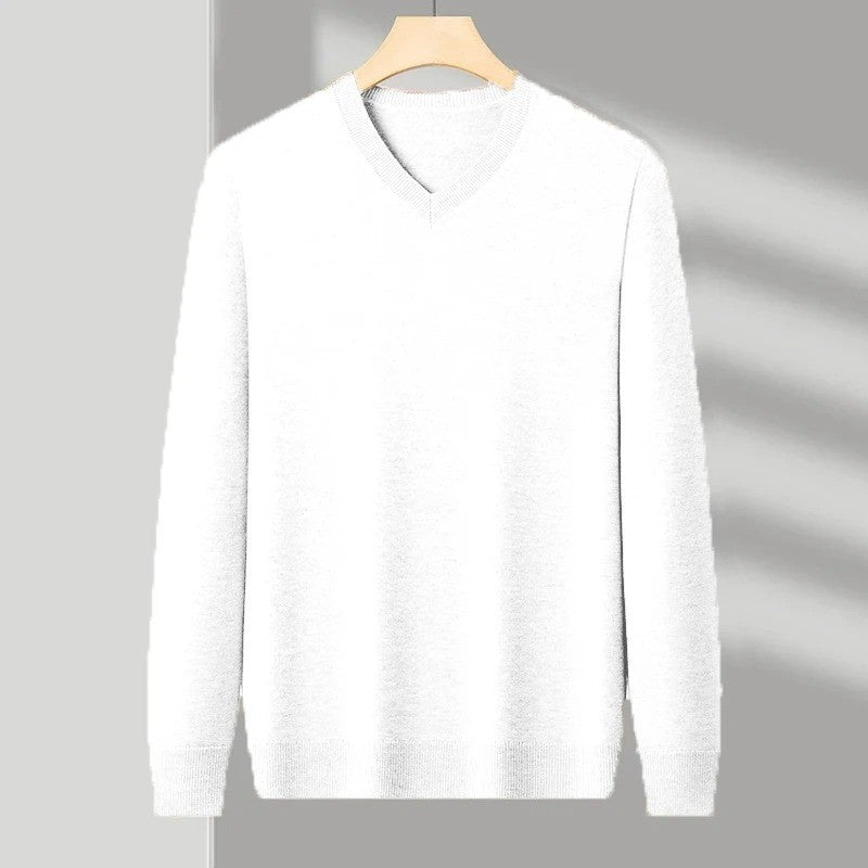 Animal Game Autumn Men's V Neck Pullover Sweaters Solid Color Casual Sweater Long Sleeve Men's Basic Underwear Trend Outerwear