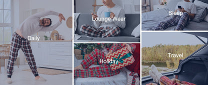 3pcs Mens Pajamas Pants with Pockets Flannel Soft Warm Plaid Pajamas Bottoms Autumn and Winter Daily Loungewear Sleepwear