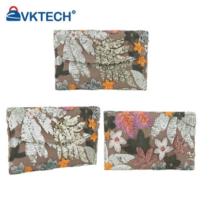 Straw Bag Evening Clutch Sequin Envelope Package Embroidered Handbag for Wedding Vacation Travel