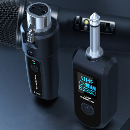Conversor de Microfone Sem Fio XLR Recarregável Transmissor e Receptor Microfones para Mesa de Áudio Microfone Dinâmico Guitarra Elétrica