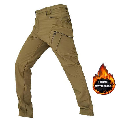 Men's Waterproof Winter Climbing SkiingTrekking Fleece Fishing Tactical Softshell Cargo Pants Camping Hiking Hunting Trousers