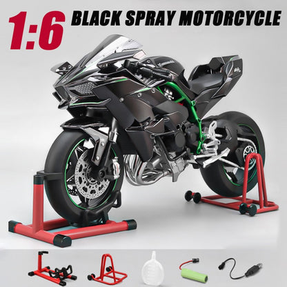 Pulverizador 1:6 Kavvasaki Racing Ninja 500 H2R Simulação de Motocicleta Luz de Som Coleção de Presentes para Crianças Velozes e Furiosos Display de valor