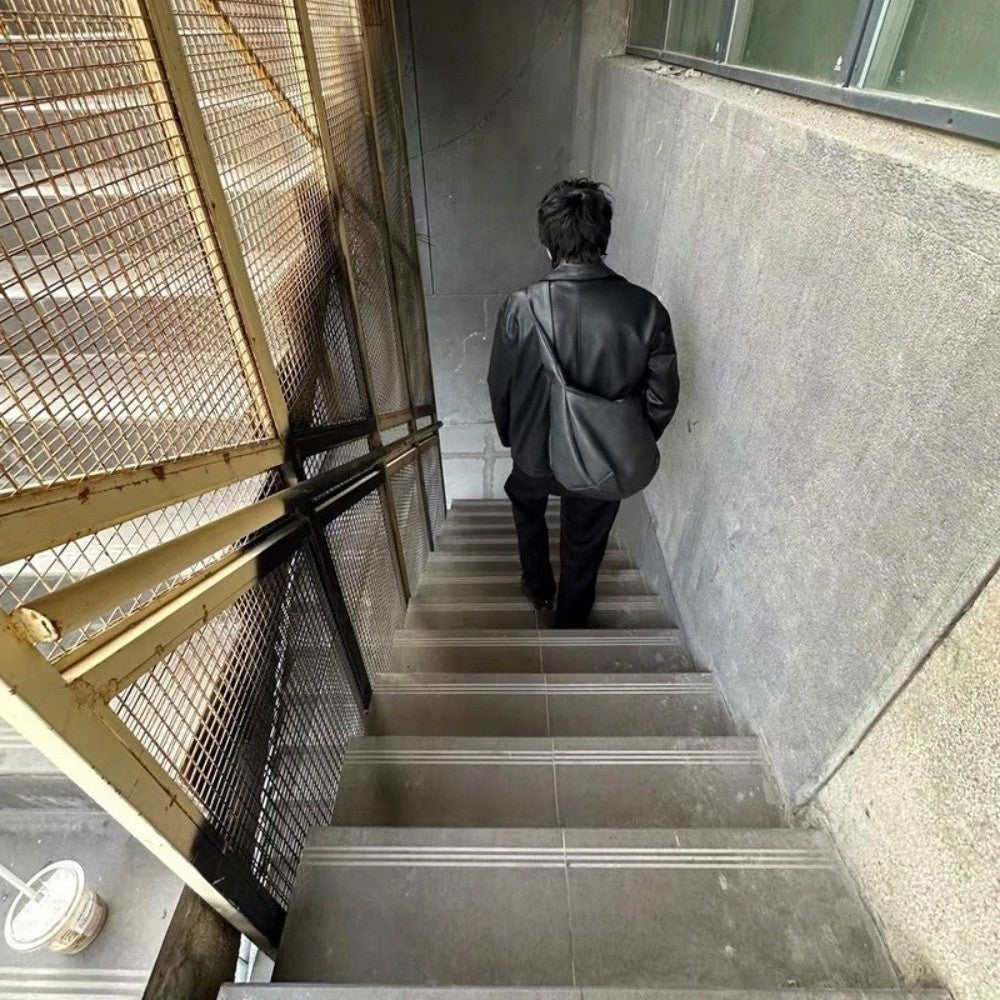 Vintage Style Men's Crossbody Bag?? Large Capacity ??Large Size?? Messenger Bag PU Leather Pleated Tote Bag?? Daily Use??