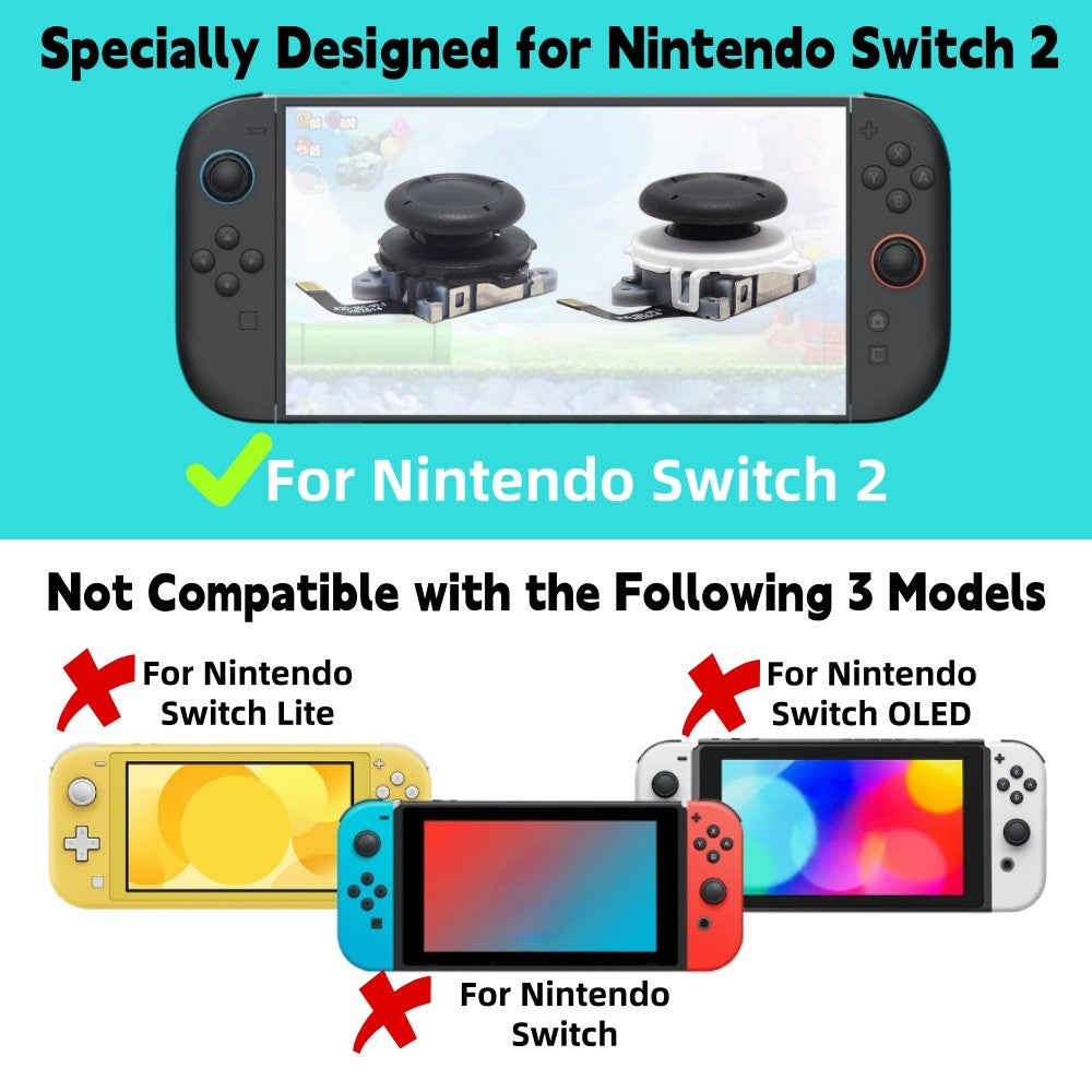 GINFULL TMR Effect Joystick New White Black For NS2 Switch 2 Controller 3D Analog Stick For Joy-Con 2 Replace Left Right Rocker