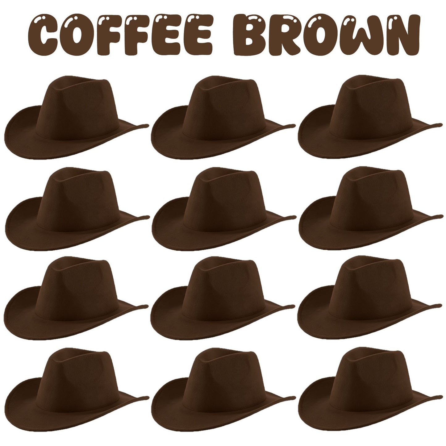4-24Pcs Western Cowboy Hat for Men Women Adjustable Felt Cowgirl Hats Wide Brim Fedoras Hat for Adult Bachelor Party Costume