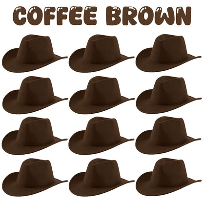 4-24Pcs Western Cowboy Hat for Men Women Adjustable Felt Cowgirl Hats Wide Brim Fedoras Hat for Adult Bachelor Party Costume