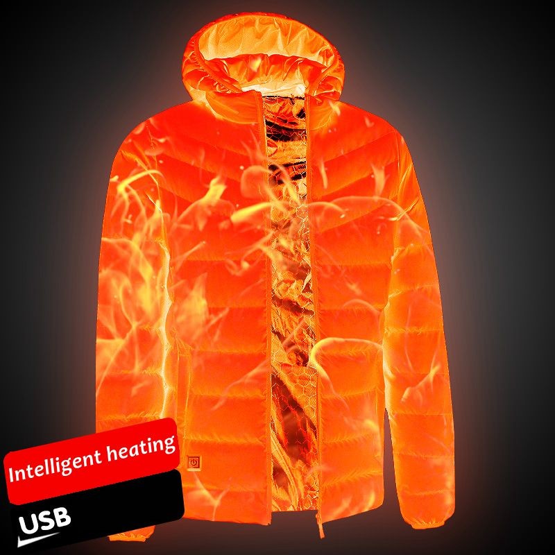 Men Heated down jacket USB Winter men's parka Outdoor Electric padded jacket Warm Sprots Thermal Coat Clothing Heated jacket