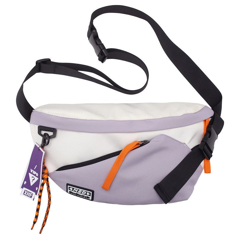 Couple style color blocked large capacity fashionable single shoulder crossbody bag, casual sports chest bag waist bag