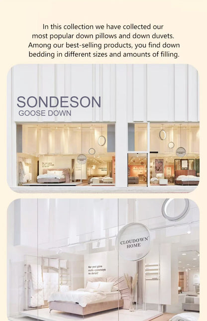 Sondeson Luxury White 100% Goose Down Pillow Down-proof King Queen 100% Cotton Bedding 3D Style Rectangle Pillows For Sleep Gift