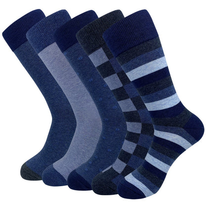 5 Pairs Mens Dress Socks Plus large Size?High Quality Combed Cotton Crew Socks?Black Cool Argyle Breathable Casual Socks for men