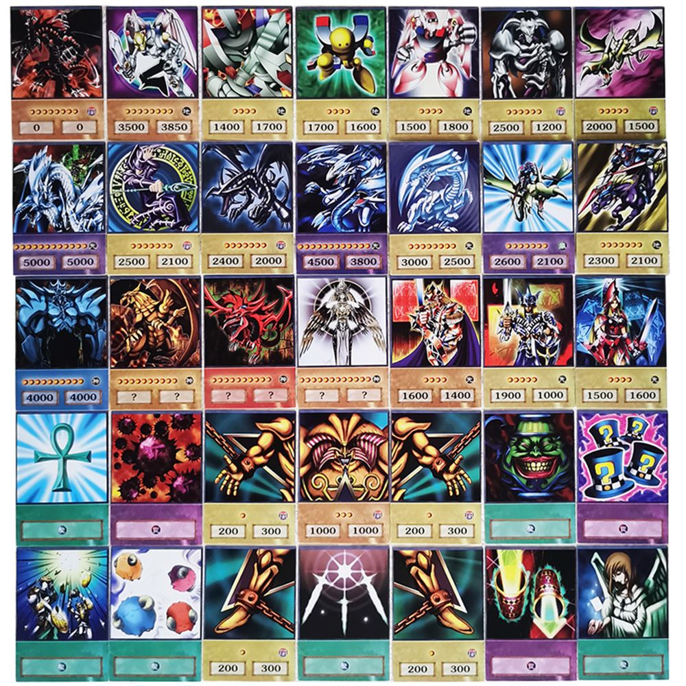 100 unids Yu-Gi-Oh Anime Estilo Cartas Olhos Azuis Mago Negro Exodia Obelisco Slifer Ra Yugioh DM Cartão Clássico Proxy DIY Presente Infantil