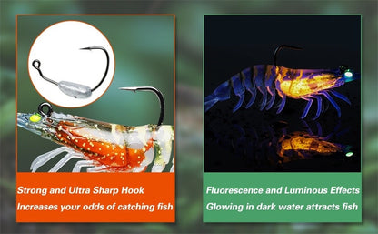 Iscas de Camarão Artificiais Macias e Realistas 9cm 12g, Jigs Luminosos para Pesca de Jigging, Iscas Artificiais para Pesca no Mar, para Peixe Vermelho, Robalo, Camarão, 1 UNID.