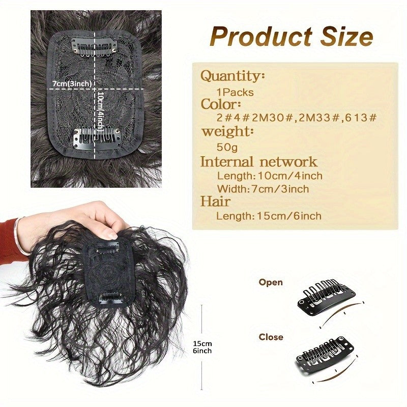 Extensão de cabelo sintético de 6 polegadas com clipe, touca curta encaracolada, peruca respirável leve, aumenta o volume do cabelo