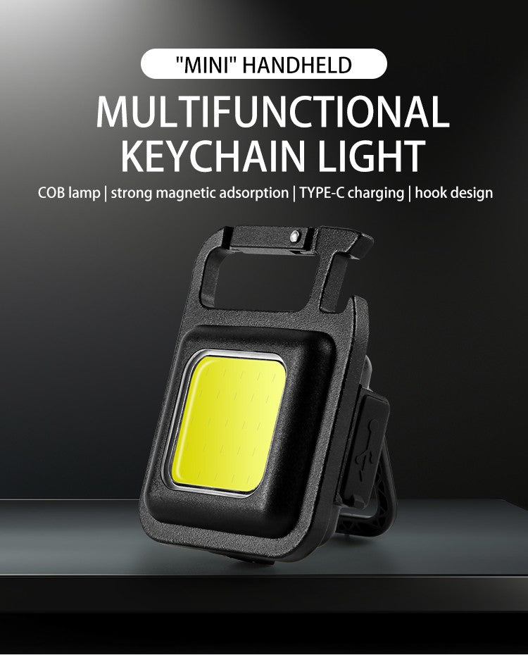 Mini LED Flashlight Keychain Multifunctional Portable COB Camping Lamps USB Charging Work Lights Outdoor Pocket Lamp With Magnet