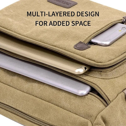 Canvas Shoulder Bag Bottle Men Women Casual Simple Fashion Retro Crossbody Cross Square Multi Layered