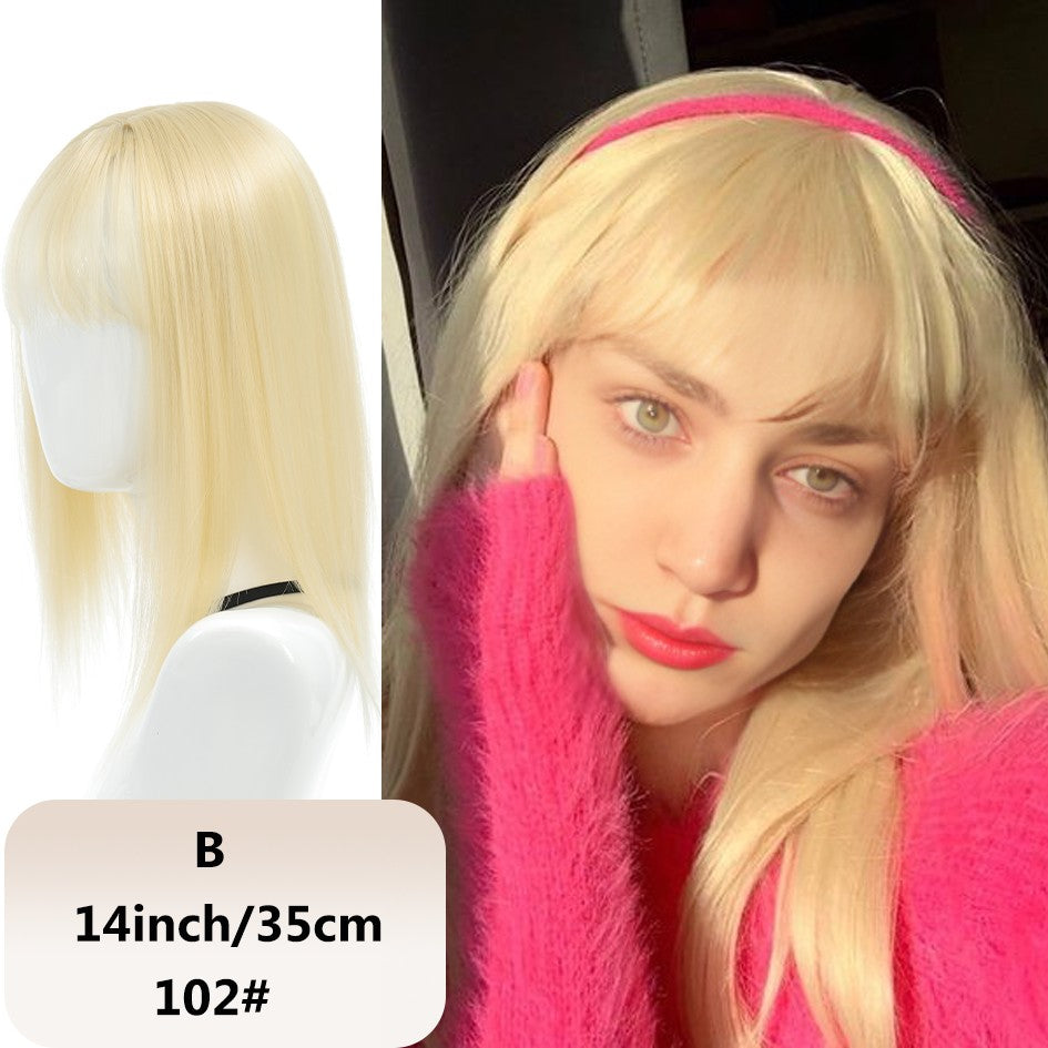 Franja sintética feminina de 25 cm/35 cm, lisa, aplique de cabelo topo, três presilhas, peruca preta/peruca marrom/peruca bege/peruca cáqui