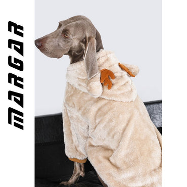 Casaco de Inverno para Cães Grandes, Pijama de Moletom de Lã, Roupa Aconchegante para Animais de Estimação, Casaco Quente com Capuz de Natal, Fantasia de Alce de Natal para Cães Grandes