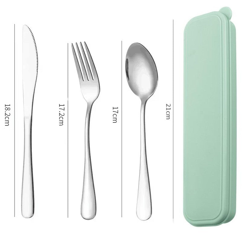 Portable Stainless Steel Cutlery Suit with Storage Box Chopstick Fork Spoon Knife Travel Tableware Set Camping Cutlery