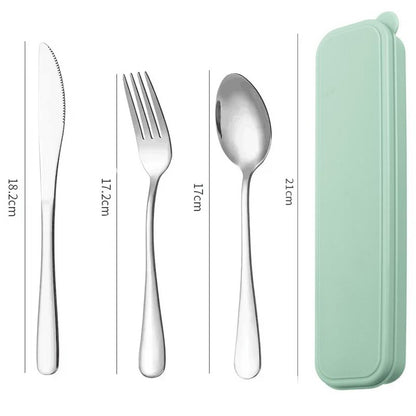 Portable Stainless Steel Cutlery Suit with Storage Box Chopstick Fork Spoon Knife Travel Tableware Set Camping Cutlery