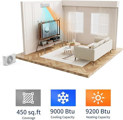 Ar Condicionado Split Mini 12.000 BTU com Bomba de Calor 18.5 SEER Refrigera até 70 m², Inversor CA com Controle Remoto Eficiente em Energia