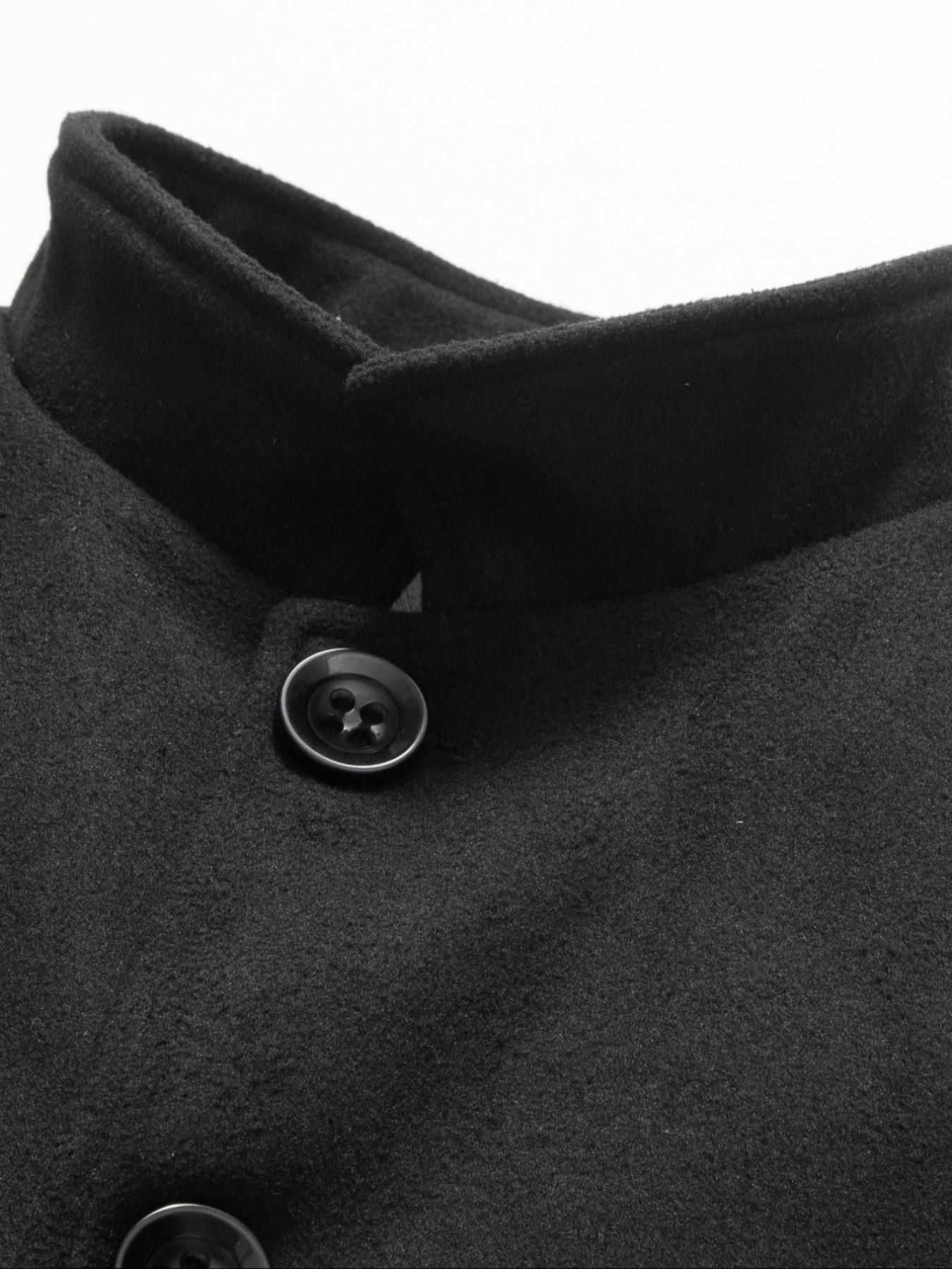 1 PCS Men's Woolen Overcoat, Long Sleeve Lapel Cardigan with Pockets, Casual Business Travel Daily Wear, All Seasons Outerwear