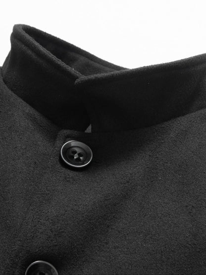 1 PCS Men's Woolen Overcoat, Long Sleeve Lapel Cardigan with Pockets, Casual Business Travel Daily Wear, All Seasons Outerwear