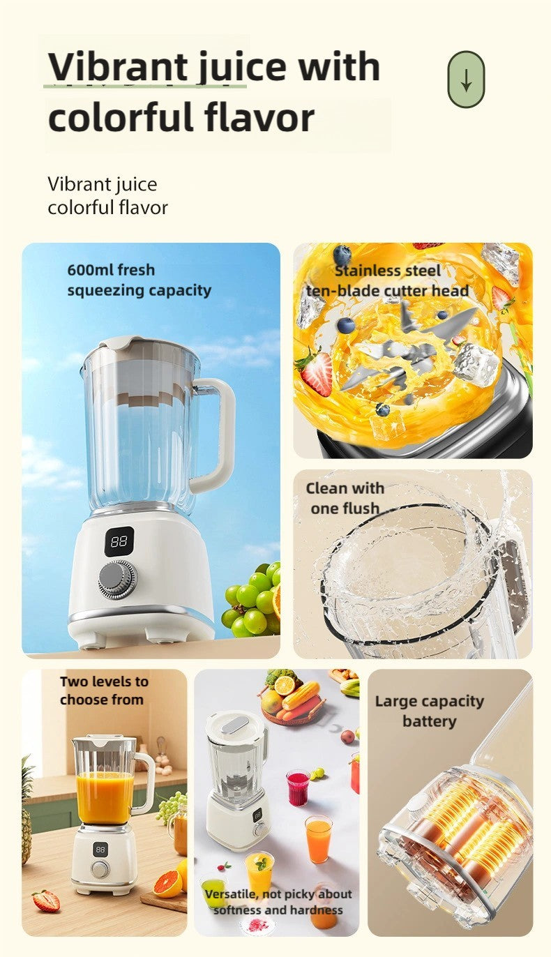 Espremedor TINSOL Novo Lar 10 Lâminas 3000mAh Liquidificador Multifuncional com Botão Espremedor Triturador de Gelo Alta Taxa de Extração de Suco Ferramentas de Cozinha