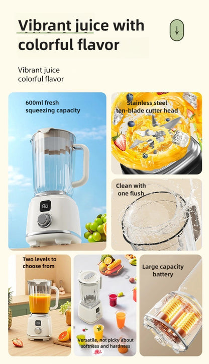 Espremedor TINSOL Novo Lar 10 Lâminas 3000mAh Liquidificador Multifuncional com Botão Espremedor Triturador de Gelo Alta Taxa de Extração de Suco Ferramentas de Cozinha