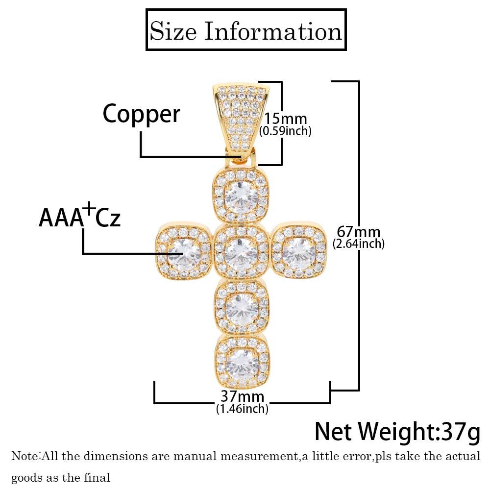 2026 Hip Hop Cross Pendant Necklace for Men 4mm Zircon Tennis Chain Ice Sparkling Necklace for Women Punk Jewelry Fashion Gift