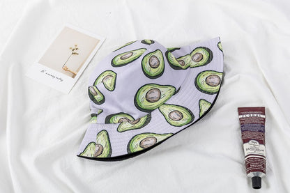 Chapéu Bucket Unissex Quente de Verão com Estampa de Frutas, Dupla Face, Chapéu de Sol Feminino, Chapéu Panama Clássico Masculino