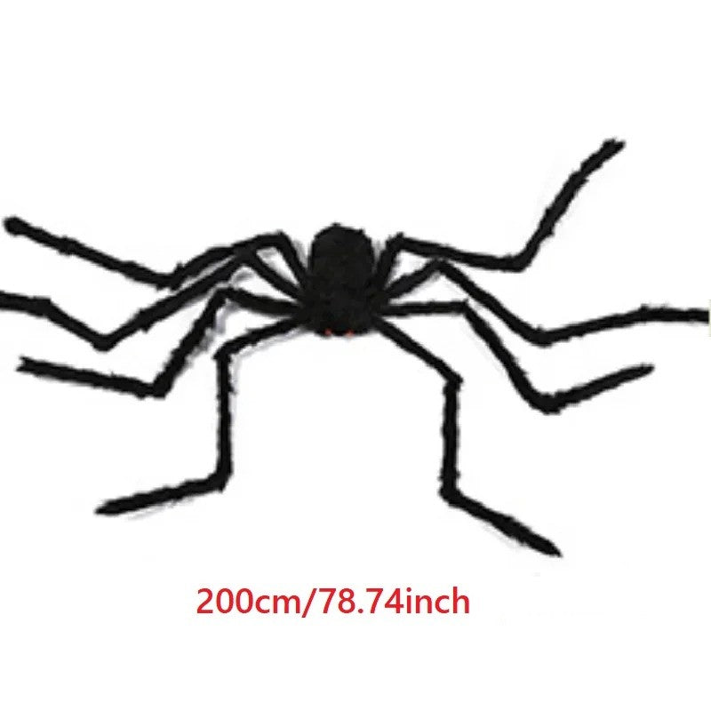 Giant Black Plush Spider Halloween Decoration 30-200cm Horror Haunted House Props Indoor Outdoor Party Scary Decor
